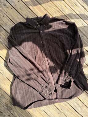 Sun River Clothing Co. Men's Brown Striped Corduroy Button Down Shirt Size XL